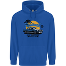 Real American Muscle Car Fastback Mens 80% Cotton Hoodie Royal Blue