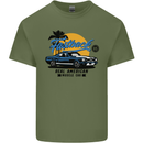 Real American Muscle Car Fastback Mens Cotton T-Shirt Tee Top Military Green