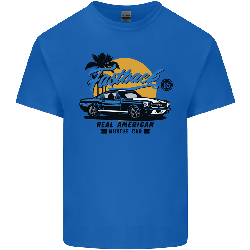 Real American Muscle Car Fastback Mens Cotton T-Shirt Tee Top Royal Blue