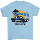 Real American Muscle Car Fastback Mens T-Shirt 100% Cotton Light Blue
