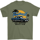 Real American Muscle Car Fastback Mens T-Shirt 100% Cotton Military Green