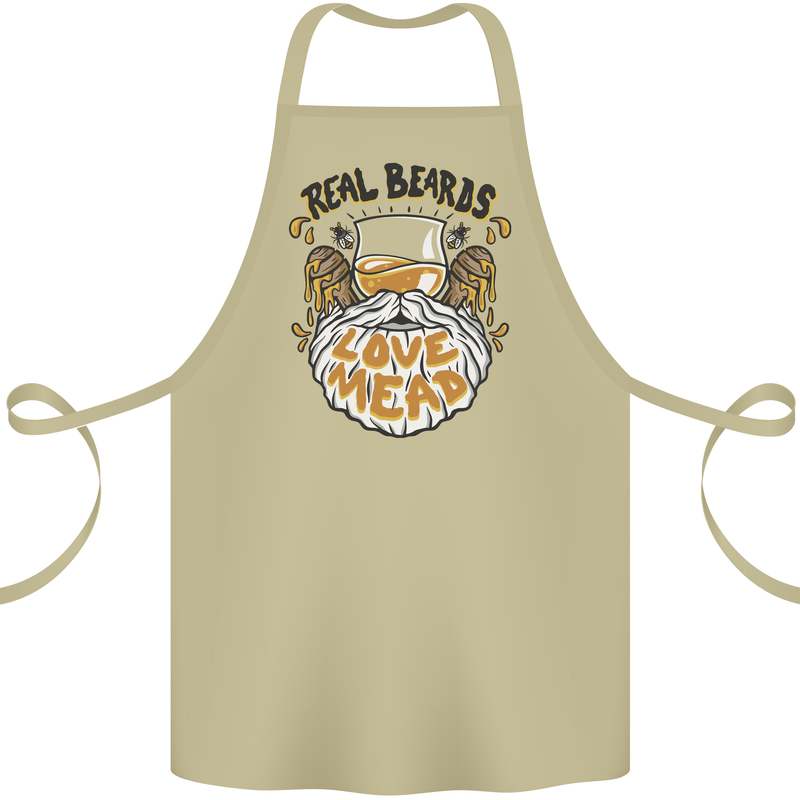 Real Beards Love Mead Funny Beer Alcohol Cotton Apron 100% Organic Khaki