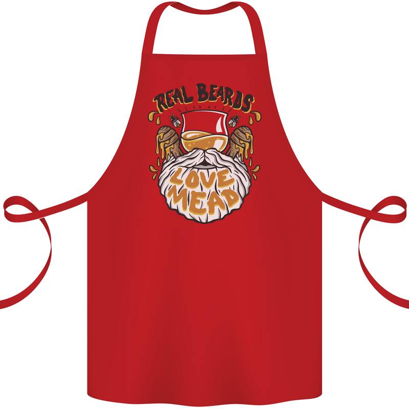 Real Beards Love Mead Funny Beer Alcohol Cotton Apron 100% Organic Red