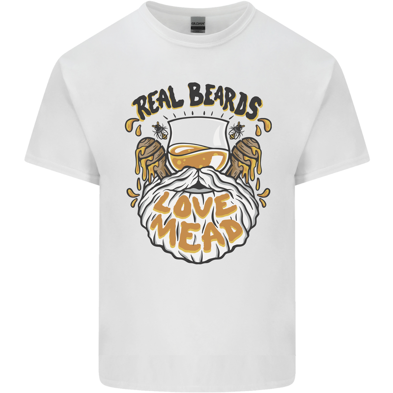 Real Beards Love Mead Funny Beer Alcohol Mens Cotton T-Shirt Tee Top White