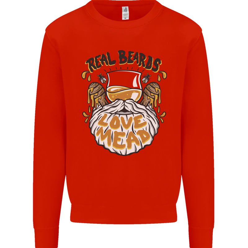 Real Beards Love Mead Funny Beer Alcohol Mens Sweatshirt Jumper Bright Red