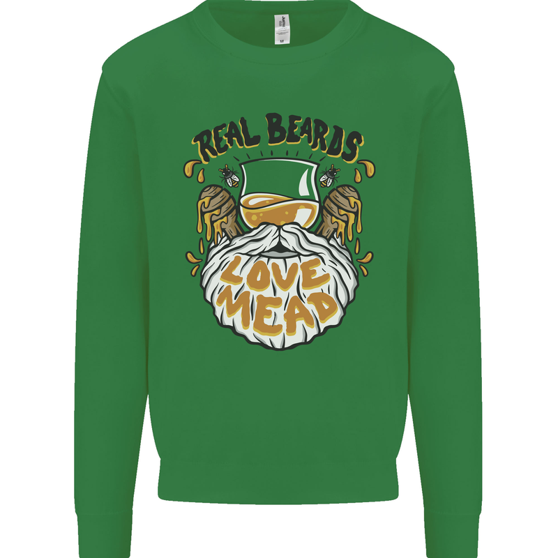 Real Beards Love Mead Funny Beer Alcohol Mens Sweatshirt Jumper Irish Green