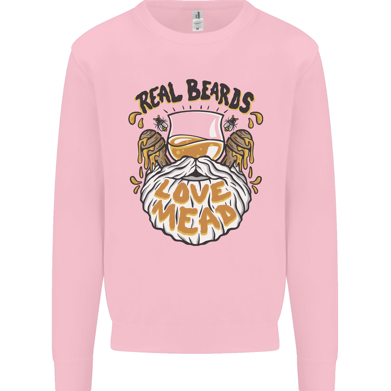Real Beards Love Mead Funny Beer Alcohol Mens Sweatshirt Jumper Light Pink