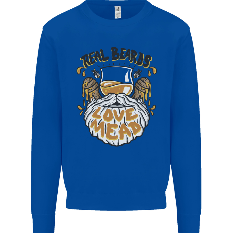 Real Beards Love Mead Funny Beer Alcohol Mens Sweatshirt Jumper Royal Blue