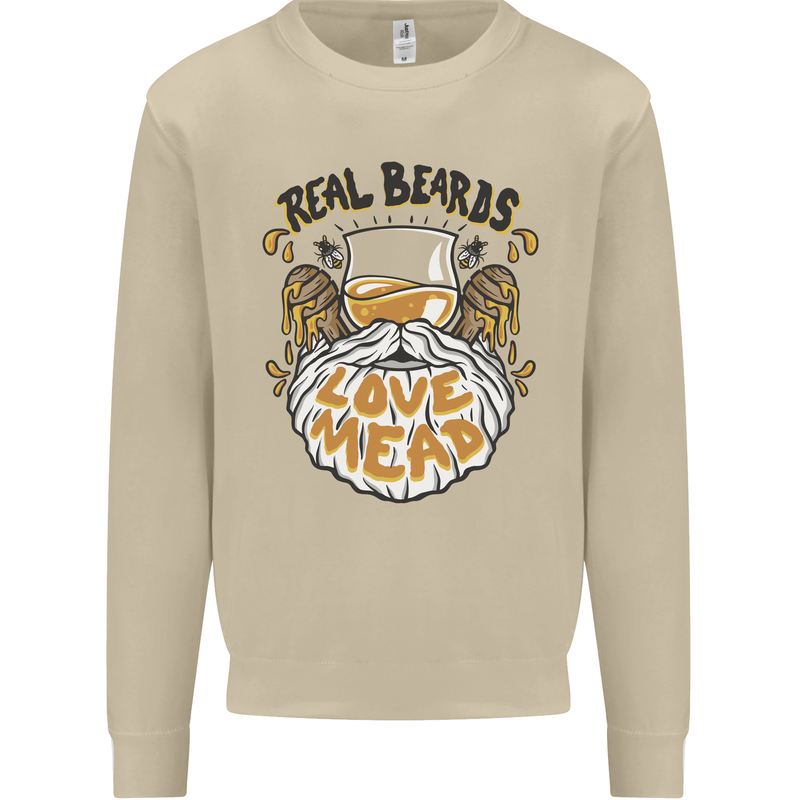 Real Beards Love Mead Funny Beer Alcohol Mens Sweatshirt Jumper Sand