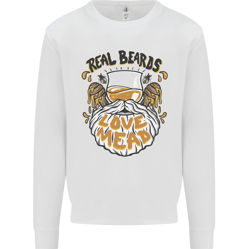 Real Beards Love Mead Funny Beer Alcohol Mens Sweatshirt Jumper White