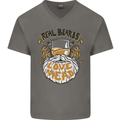 Real Beards Love Mead Funny Beer Alcohol Mens V-Neck Cotton T-Shirt Charcoal