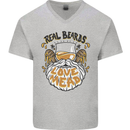 Real Beards Love Mead Funny Beer Alcohol Mens V-Neck Cotton T-Shirt Sports Grey