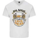 Real Beards Love Mead Funny Beer Alcohol Mens V-Neck Cotton T-Shirt White