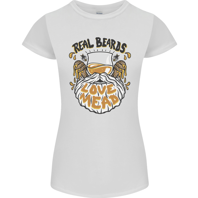 Real Beards Love Mead Funny Beer Alcohol Womens Petite Cut T-Shirt White