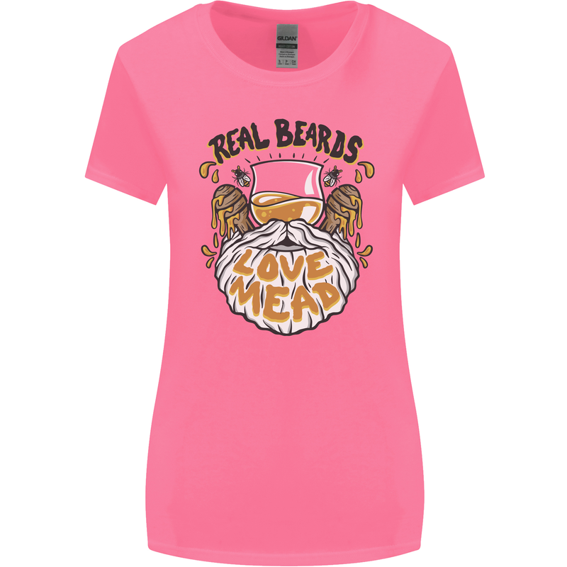 Real Beards Love Mead Funny Beer Alcohol Womens Wider Cut T-Shirt Azalea