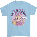 Real Easter Bunny Funny Cat With Eggs Mens T-Shirt 100% Cotton Light Blue