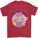 Real Easter Bunny Funny Cat With Eggs Mens T-Shirt 100% Cotton Red