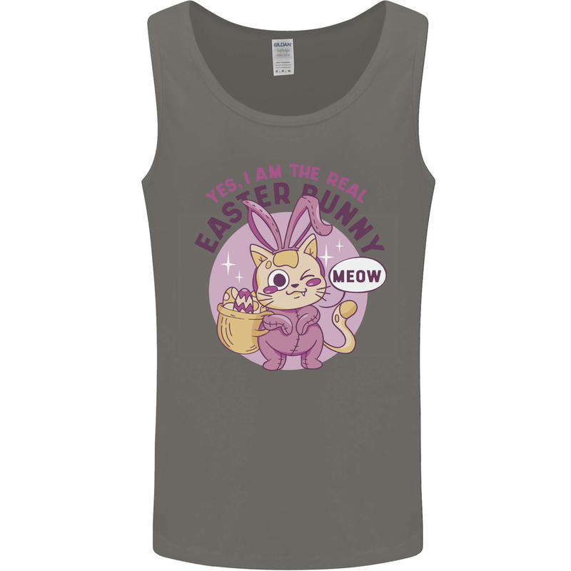 Real Easter Bunny Funny Cat With Eggs Mens Vest Tank Top Charcoal