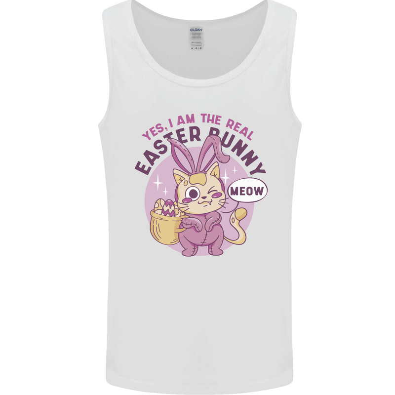 Real Easter Bunny Funny Cat With Eggs Mens Vest Tank Top White