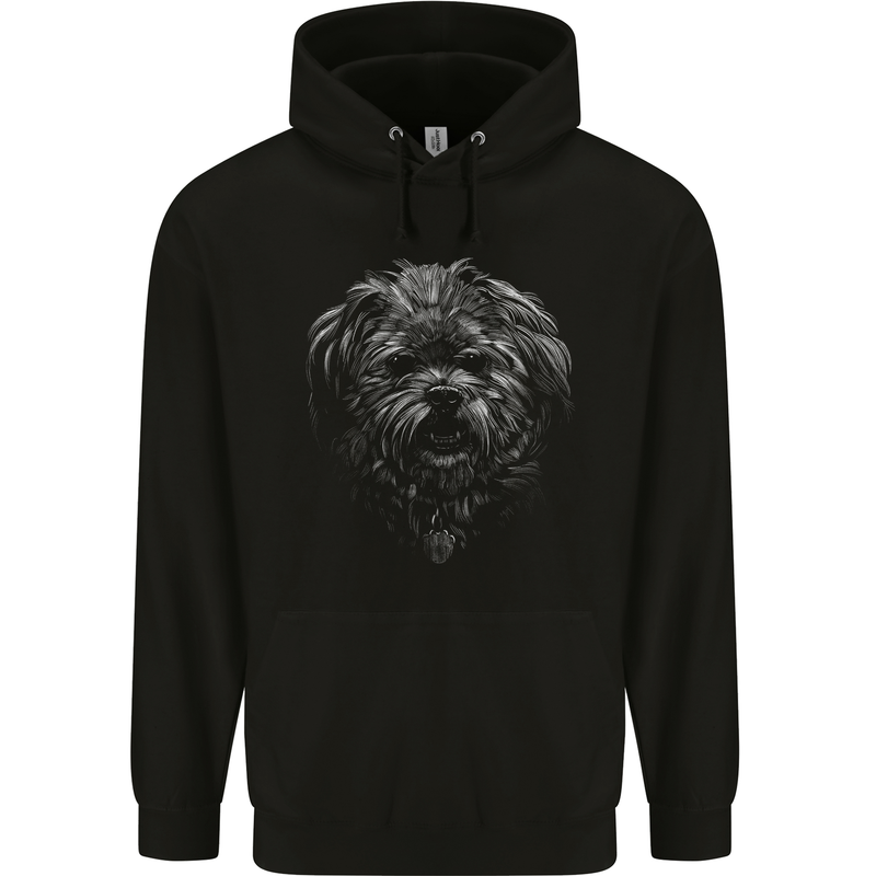 Realistic Shih Tzu Dog Mens 80% Cotton Hoodie Black