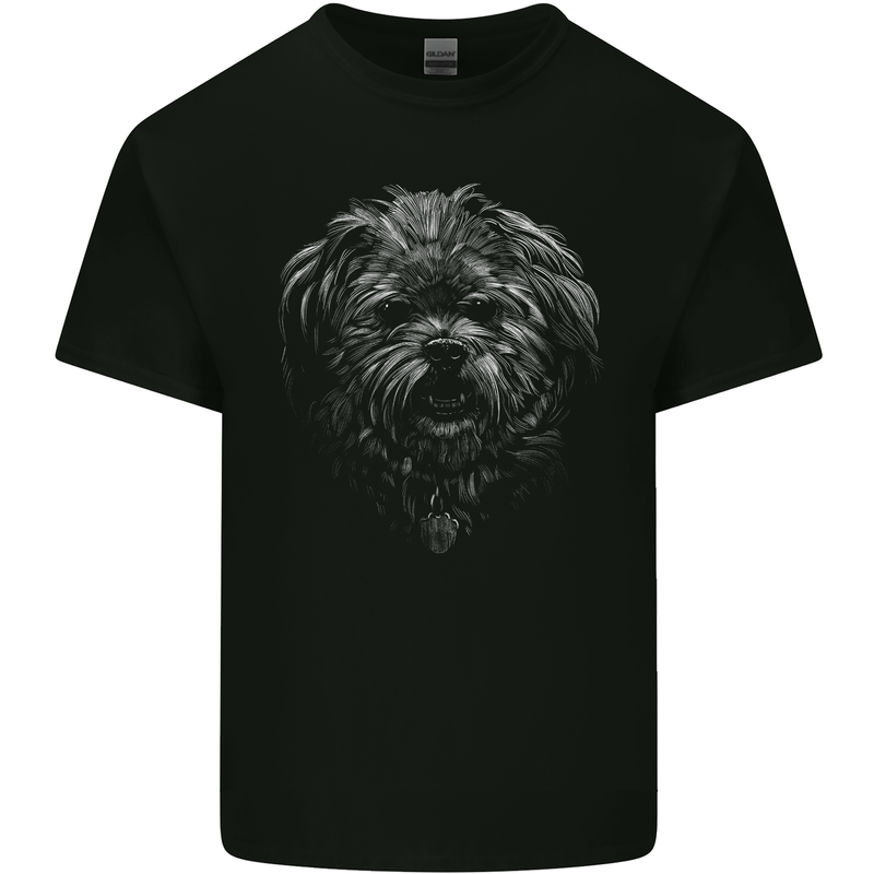 Realistic Shih Tzu Dog Mens Cotton T-Shirt Tee Top Black
