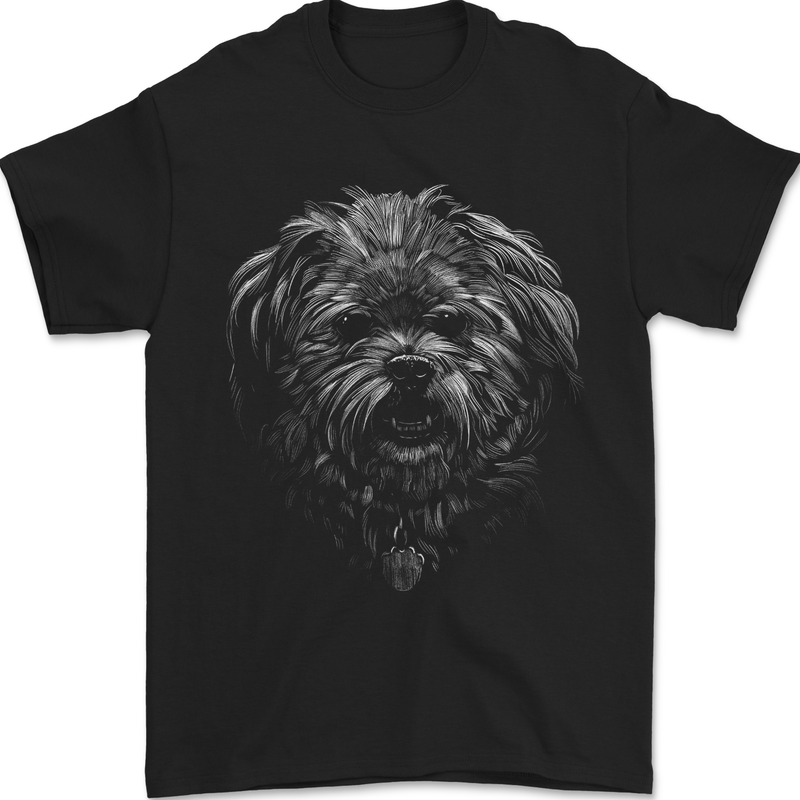 Realistic Shih Tzu Dog Mens T-Shirt 100% Cotton Black