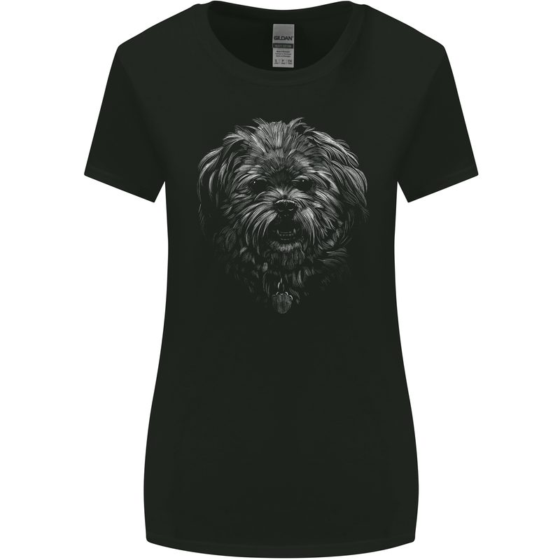 Realistic Shih Tzu Dog Womens Wider Cut T-Shirt Black