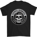 a black t - shirt with a skull wearing a helmet