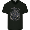 Rebel Zombie Soldier Demon Army Malitia Mens V-Neck Cotton T-Shirt Black