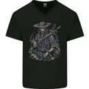 Rebel Zombie Soldier Demon Army Malitia Mens V-Neck Cotton T-Shirt Black