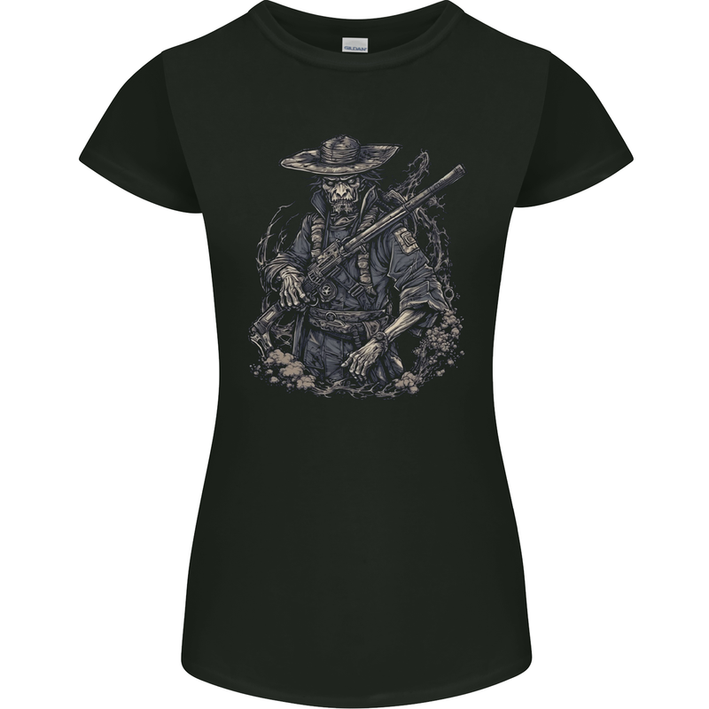 Rebel Zombie Soldier Demon Army Malitia Womens Petite Cut T-Shirt Black