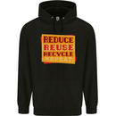 Recycle Reuse Climate Change Environment Mens 80% Cotton Hoodie Black