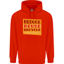 Recycle Reuse Climate Change Environment Mens 80% Cotton Hoodie Bright Red