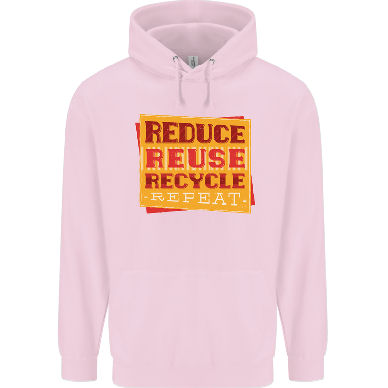 Recycle Reuse Climate Change Environment Mens 80% Cotton Hoodie Light Pink