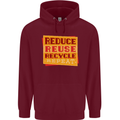 Recycle Reuse Climate Change Environment Mens 80% Cotton Hoodie Maroon