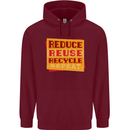 Recycle Reuse Climate Change Environment Mens 80% Cotton Hoodie Maroon