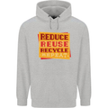 Recycle Reuse Climate Change Environment Mens 80% Cotton Hoodie Sports Grey