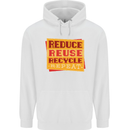 Recycle Reuse Climate Change Environment Mens 80% Cotton Hoodie White