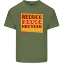 Recycle Reuse Climate Change Environment Mens Cotton T-Shirt Tee Top Military Green
