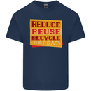 Recycle Reuse Climate Change Environment Mens Cotton T-Shirt Tee Top Navy Blue