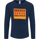 Recycle Reuse Climate Change Environment Mens Long Sleeve T-Shirt Navy Blue