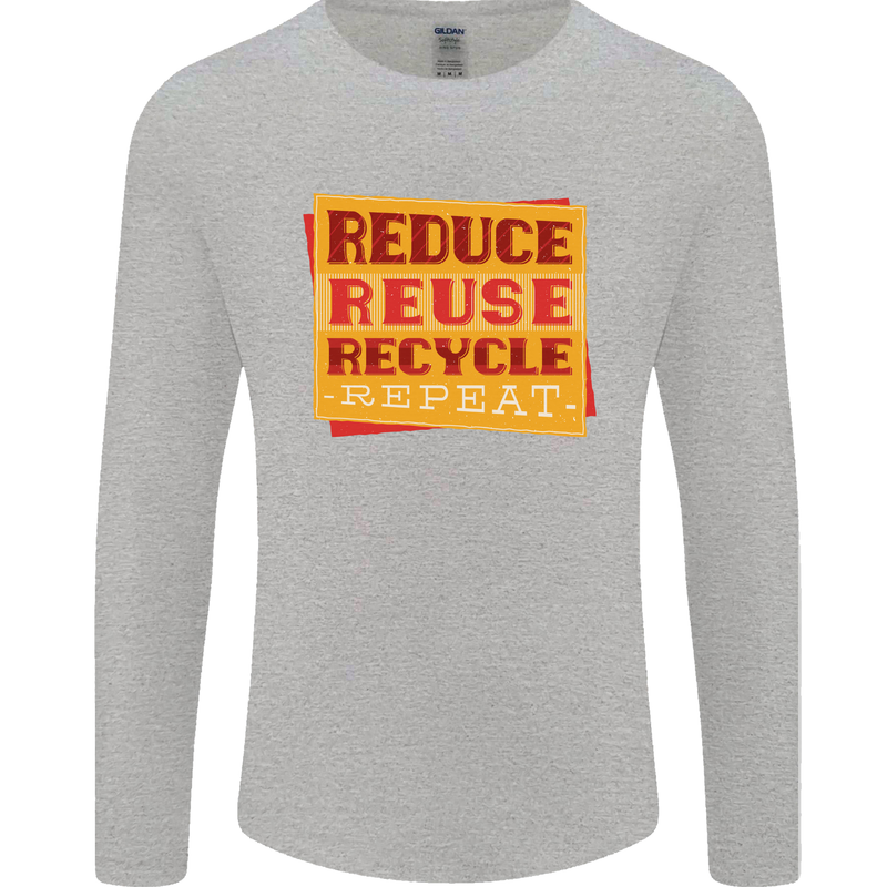 Recycle Reuse Climate Change Environment Mens Long Sleeve T-Shirt Sports Grey