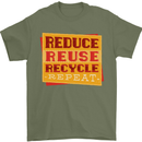 Recycle Reuse Climate Change Environment Mens T-Shirt 100% Cotton Military Green