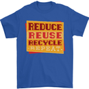 Recycle Reuse Climate Change Environment Mens T-Shirt 100% Cotton Royal Blue
