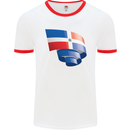 Curled Dominican Republic Flag Dominicanos Day Mens Ringer T-Shirt White/Red