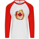 The Canadian Maple Leaf Flag Fire Canada Mens L/S Baseball T-Shirt White/Red