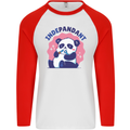 Indepandant Funny Independant Panda Bear Mens L/S Baseball T-Shirt White/Red