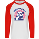 Indepandant Funny Independant Panda Bear Mens L/S Baseball T-Shirt White/Red