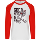 Good Morning Mummy Coffee Halloween Mens L/S Baseball T-Shirt White/Red