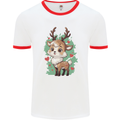 Christmas Cute Reindeer Xmas Mens Ringer T-Shirt White/Red